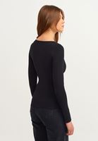 Bayan Siyah Pamuklu Uzun Kollu Tişört