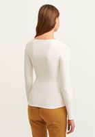 Bayan Krem Pamuklu Uzun Kollu Tişört