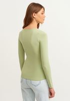 Bayan Yeşil Pamuklu Uzun Kollu Tişört