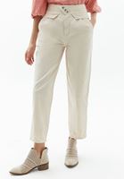 Women Beige Pleated Baggy Pants