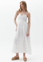 Bayan Krem Pamuklu Bağlama Detaylı Elbise