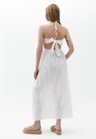 Bayan Krem Pamuklu Bağlama Detaylı Elbise