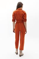 Bayan Turuncu Kuşak Detaylı Pamuklu Tulum