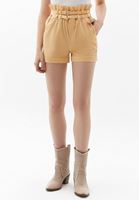 Women Beige Ultra High Rise Buckle Detailed Short