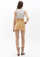 Women Beige Ultra High Rise Buckle Detailed Short