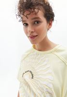 Bayan Sarı Oversize Baskılı Tişört