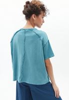 Bayan Mavi Pamuklu Baskılı Tişört