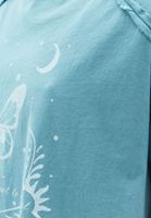 Bayan Mavi Pamuklu Baskılı Tişört