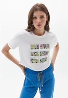 Bayan Beyaz Pamuklu Crop Tişört