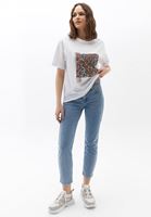 Bayan Beyaz Pamuklu Oversize Tişört