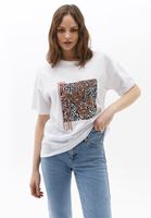 Bayan Beyaz Pamuklu Oversize Tişört