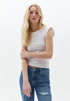 Women White Cotton Singlet with Drape Detail