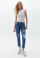 Women White Cotton Singlet with Drape Detail
