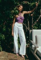 Women White Ultra High Rise Wide Leg Pants