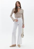 Women White Ultra High Rise Wide Leg Pants