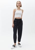 Bayan Siyah Toka Detaylı Baggy-Fit Pantolon