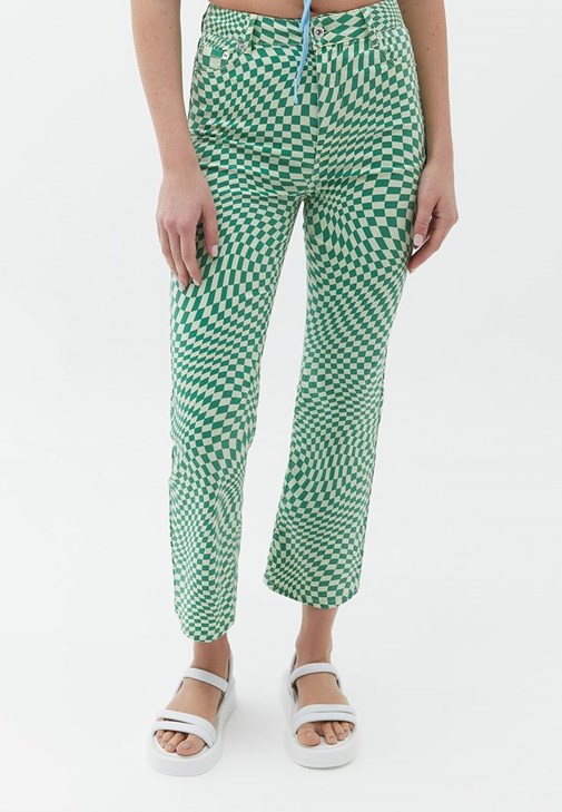 Straight-Fit Pantolon ve Crop Bluz Kombini