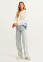 Bayan Krem Gömlek Detaylı Pamuklu Triko Kazak 