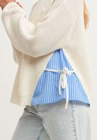 Bayan Krem Gömlek Detaylı Pamuklu Triko Kazak 