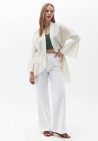 Bayan Bej Fırfır Detaylı Kimono
