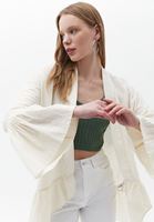 Bayan Bej Fırfır Detaylı Kimono