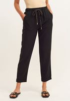 Bayan Siyah Carrot-Fit Bağcıklı Pantolon