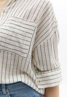 Bayan Siyah/Beyaz Oversize Çizgili Gömlek 