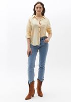 Bayan Sarı Oversize Cepli Gömlek