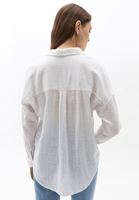 Bayan Beyaz Oversize Cepli Gömlek