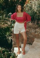 Bayan Bej Bel Detaylı Mini Şort