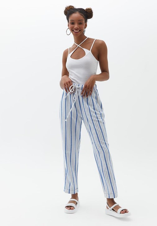 Çok Renkli Carrot-Fit Bağcıklı Pantolon