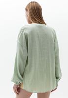 Bayan Yeşil Balon Kollu Gömlek