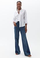 Bayan Beyaz Balon Kollu Gömlek