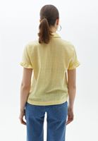 Bayan Sarı Pamuklu ve Kısa Kollu Gömlek 