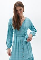 Bayan Mavi Midi Boy Gömlek Elbise