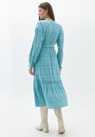 Bayan Mavi Midi Boy Gömlek Elbise