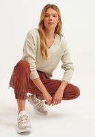 Bayan Kahverengi Beli Lastikli Kargo Jogger Pantolon ( TENCEL™ )