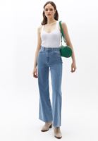 Bayan Mavi Pamuklu Wide-Leg Denim Pantolon