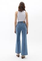 Bayan Mavi Pamuklu Wide-Leg Denim Pantolon
