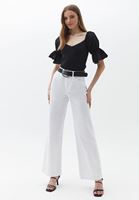 Bayan Siyah Balon Kollu Triko Top