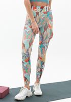 Bayan Çok Renkli Yüksek Bel Desenli Tayt