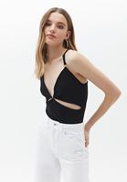 Bayan Siyah Cut-Out Detaylı Triko Atlet