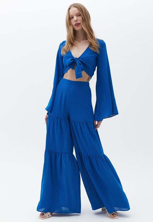  Yüksek Bel Wide-Leg Pantolon