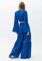 Bayan Mavi Yüksek Bel Wide-Leg Pantolon