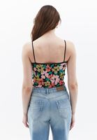 Bayan Çok Renkli İnce Askılı Triko Crop Top