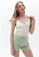 Bayan Krem Toka Detaylı Crop Atlet