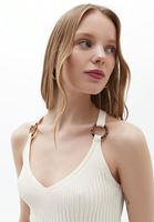 Bayan Krem Toka Detaylı Crop Atlet