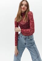 Bayan Çok Renkli Desenli Tül Bluz