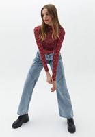 Bayan Çok Renkli Desenli Tül Bluz