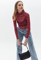 Bayan Çok Renkli Desenli Tül Bluz